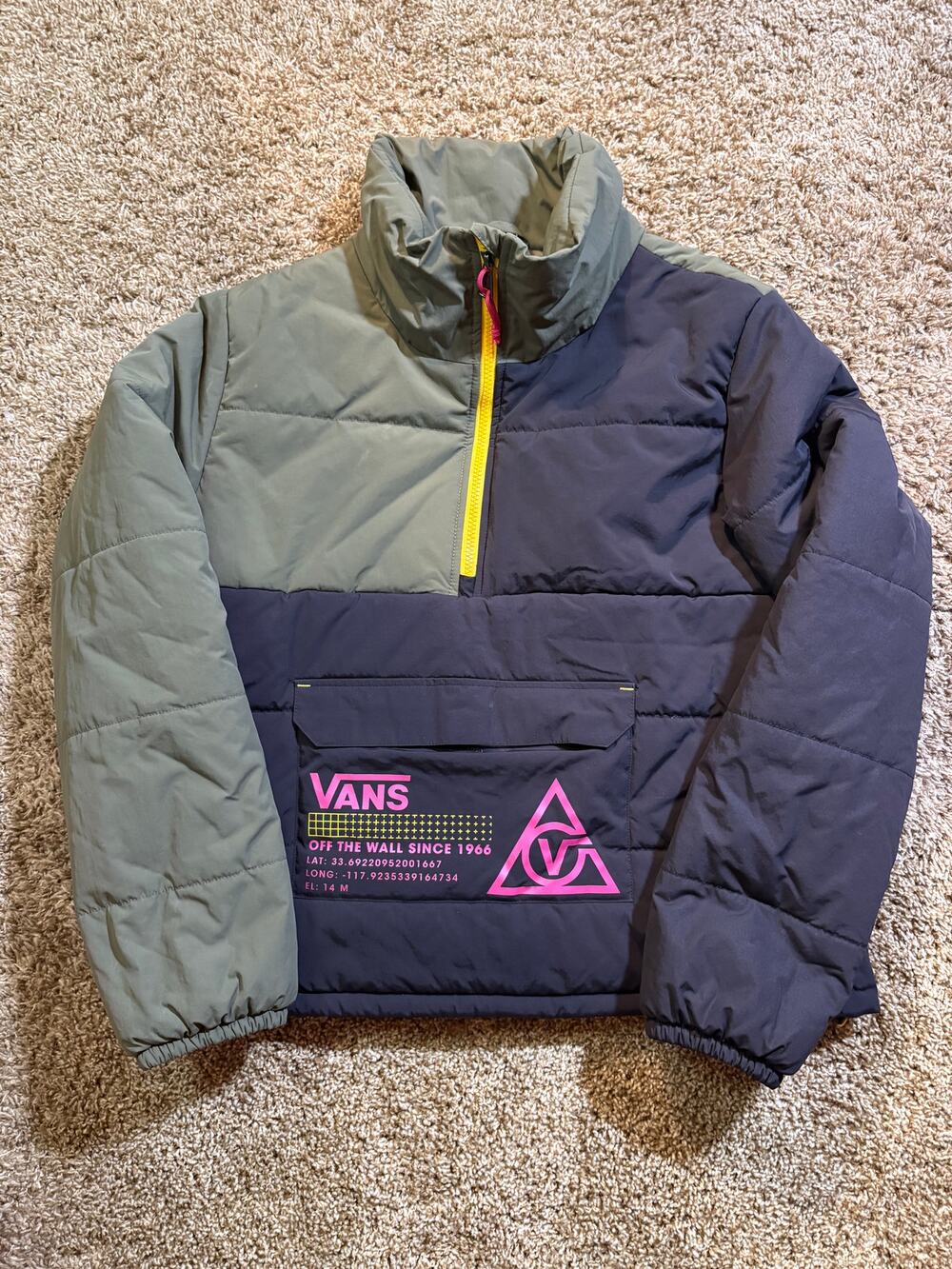 Vans 66 Supply Full Zip Puffer Jacket Womens Size Medium Green